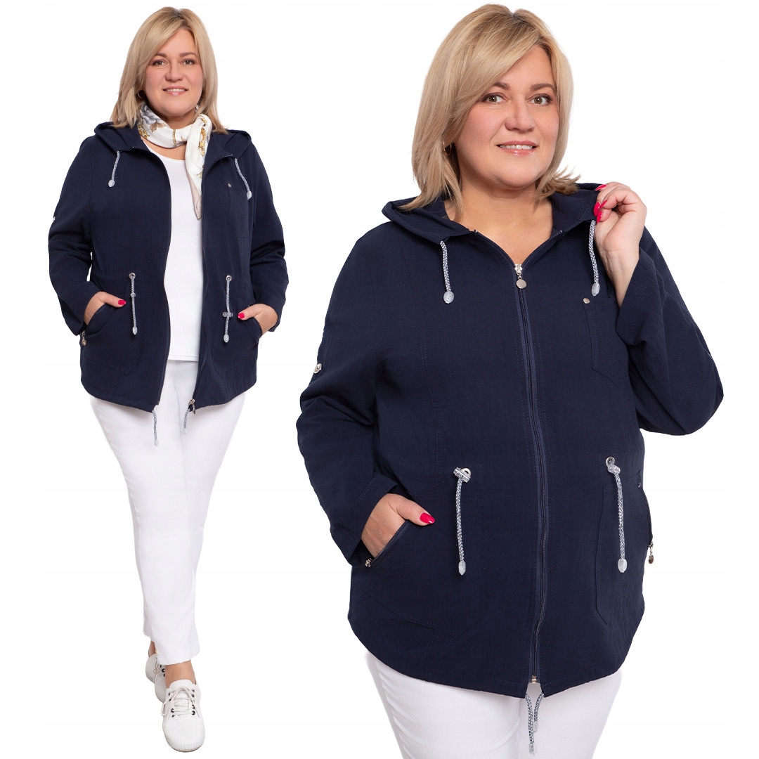 Tmavě modrá tenká bunda plus size velikost 52