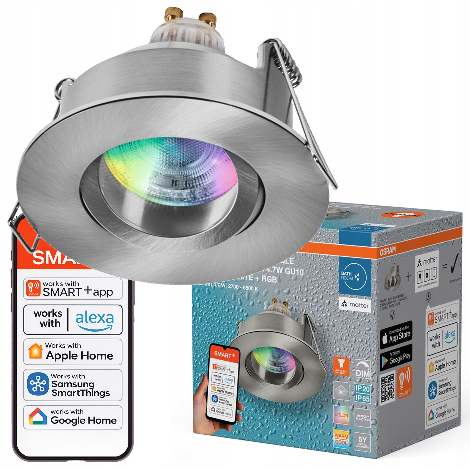 Kulaté Stropní Svítidlo Hermetické svítidlo Smart Cct Rgb 4.7W Podbitka Osram