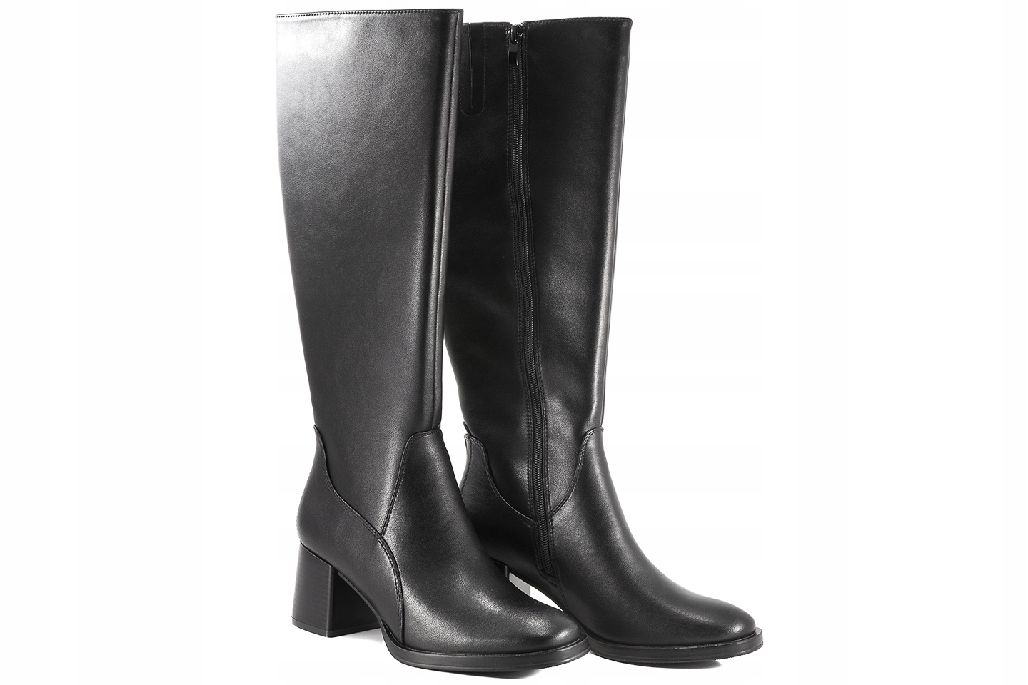 Sergio Leone KZ231-S Dámské Vysoké Kozačky Na Podpatku, Kůže, černé, 36