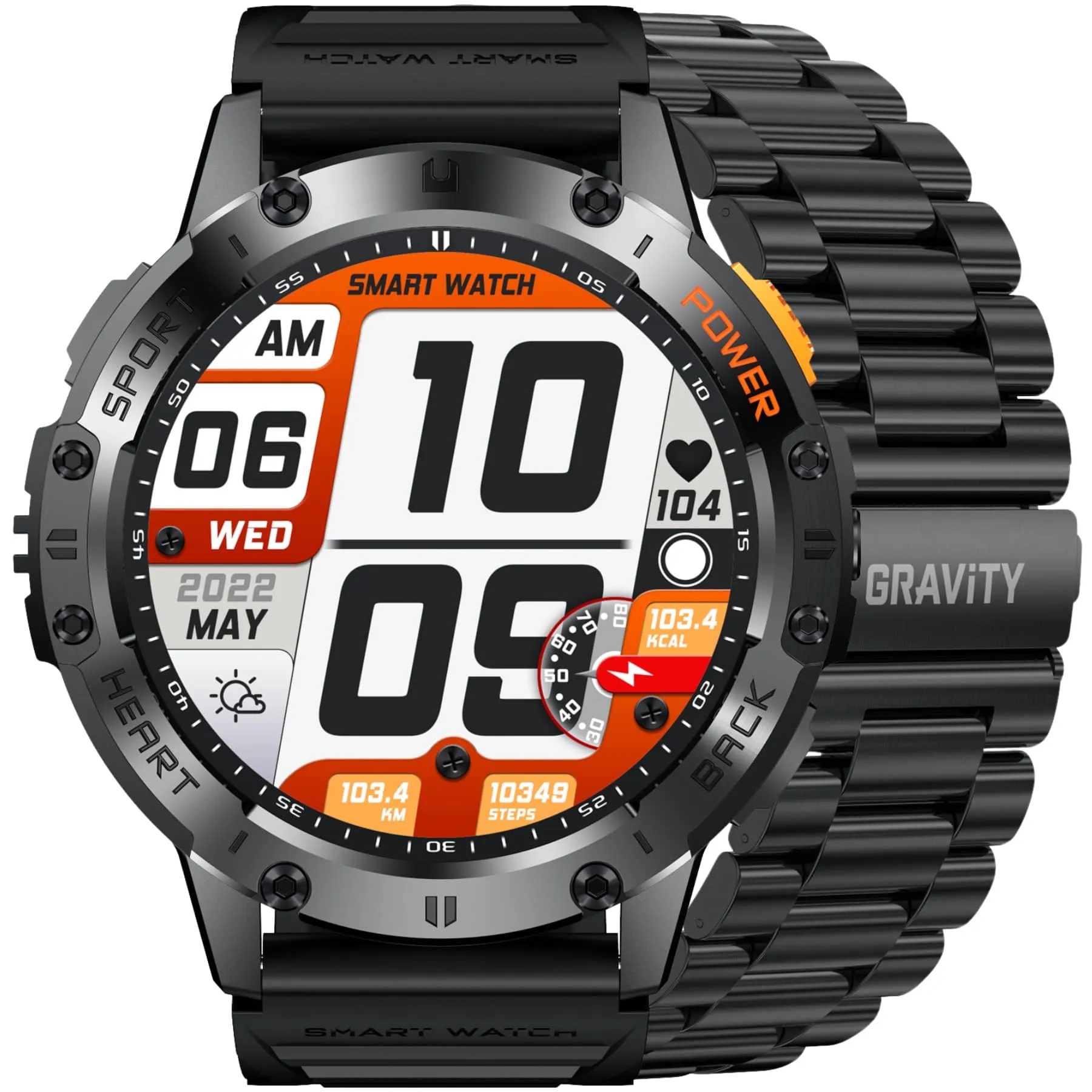 Gravity GT22-1 černý chytré hodinky pro hovory s svítilnou