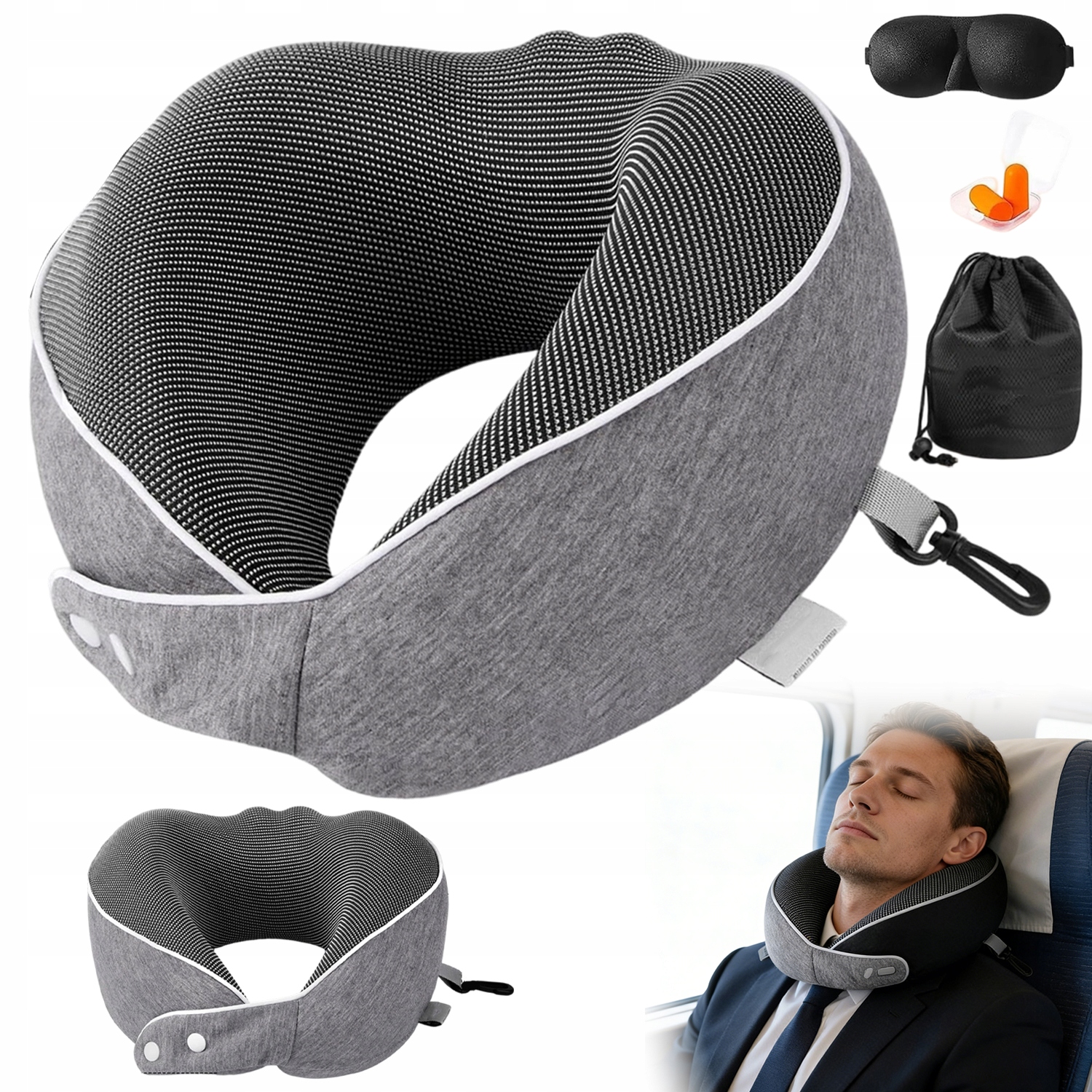 Poduszka Podróżna Na Szyję Z Pianki Memory Ergonomiczna Do Pracy