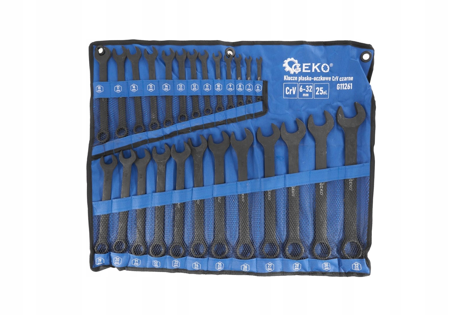 Očkoploché kľúče Oceľové CRV-čierne 6-32 mm Sada 25ks Geko