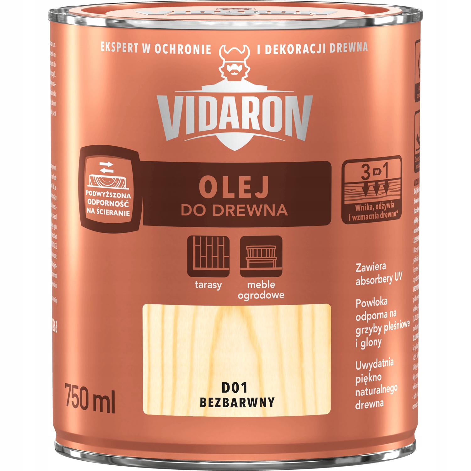 

Olej do drewna D01 Bezbarwny Vidaron 0,75L