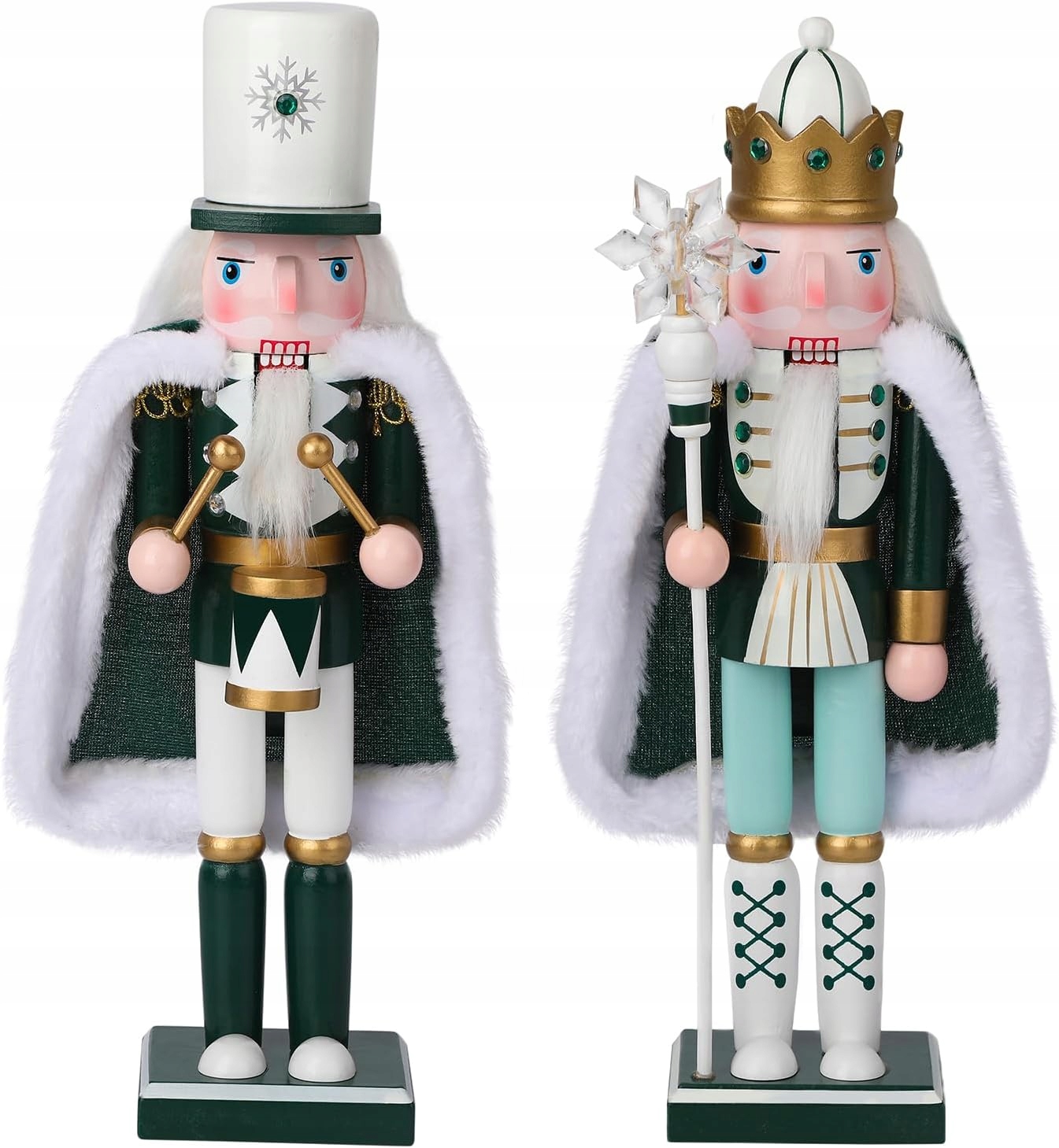 Vánoční Figurky Dědeček Na Ořechy, Dřevěné, 2 Ks, Černobílé