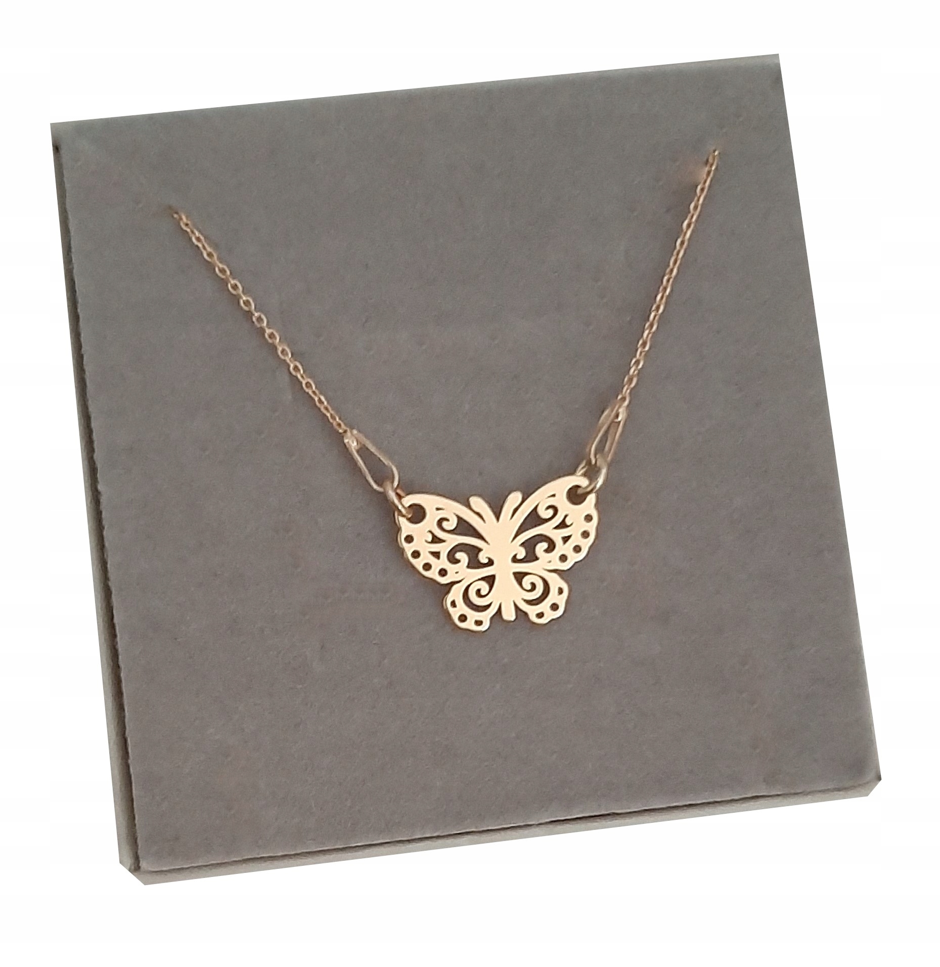 

Złoty Naszyjnik Motyl Ażurowy celebrytka srebro