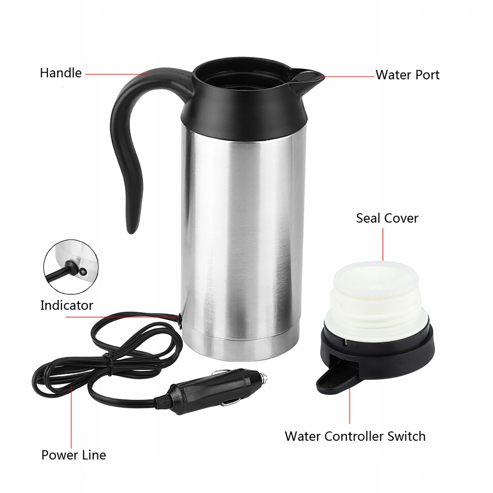 750 ml 12V zapalovač automobilová z nerezové oceli konvice J5