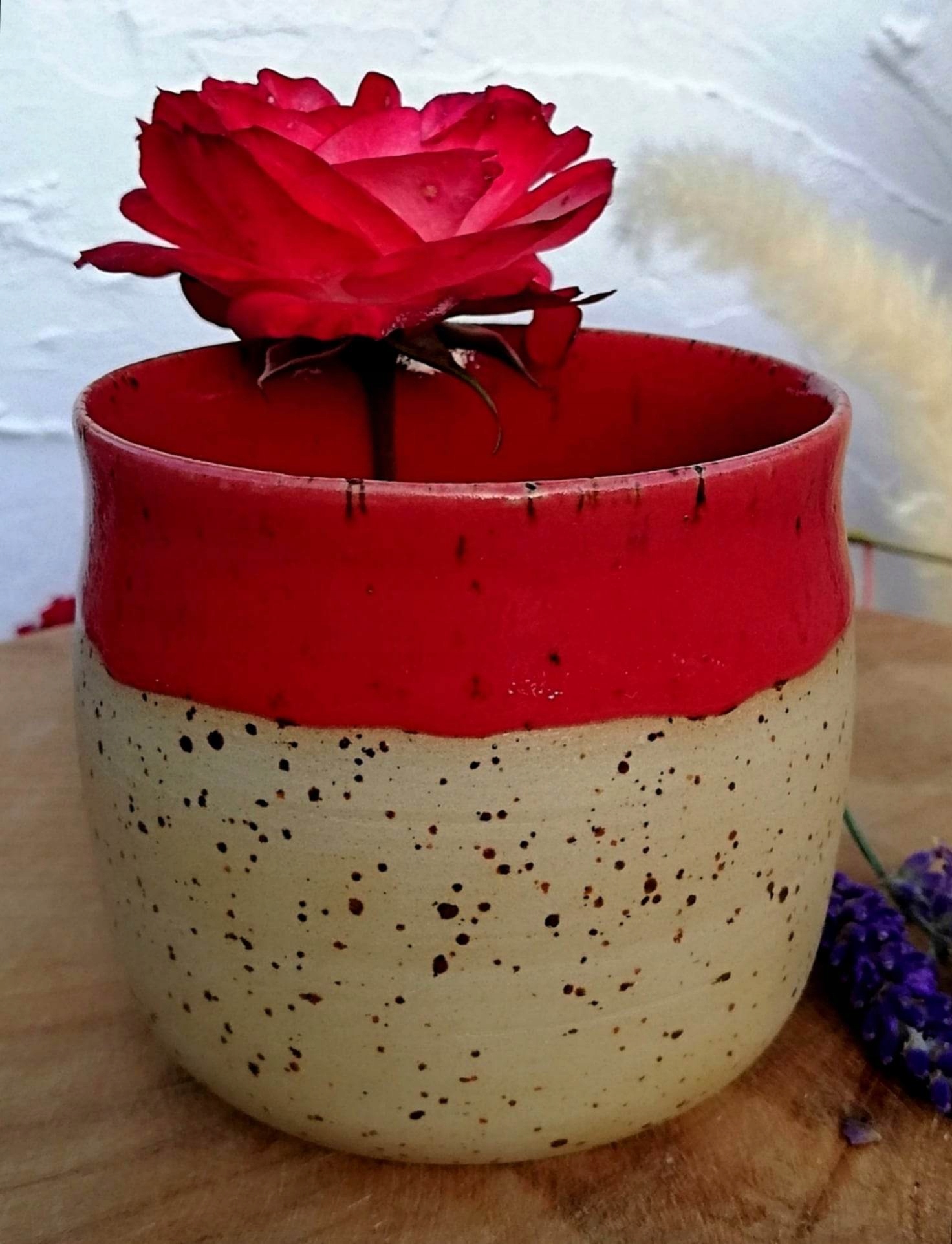 Kameninová Červená Keramická Červená Handmade hrnek na dárek Romantický