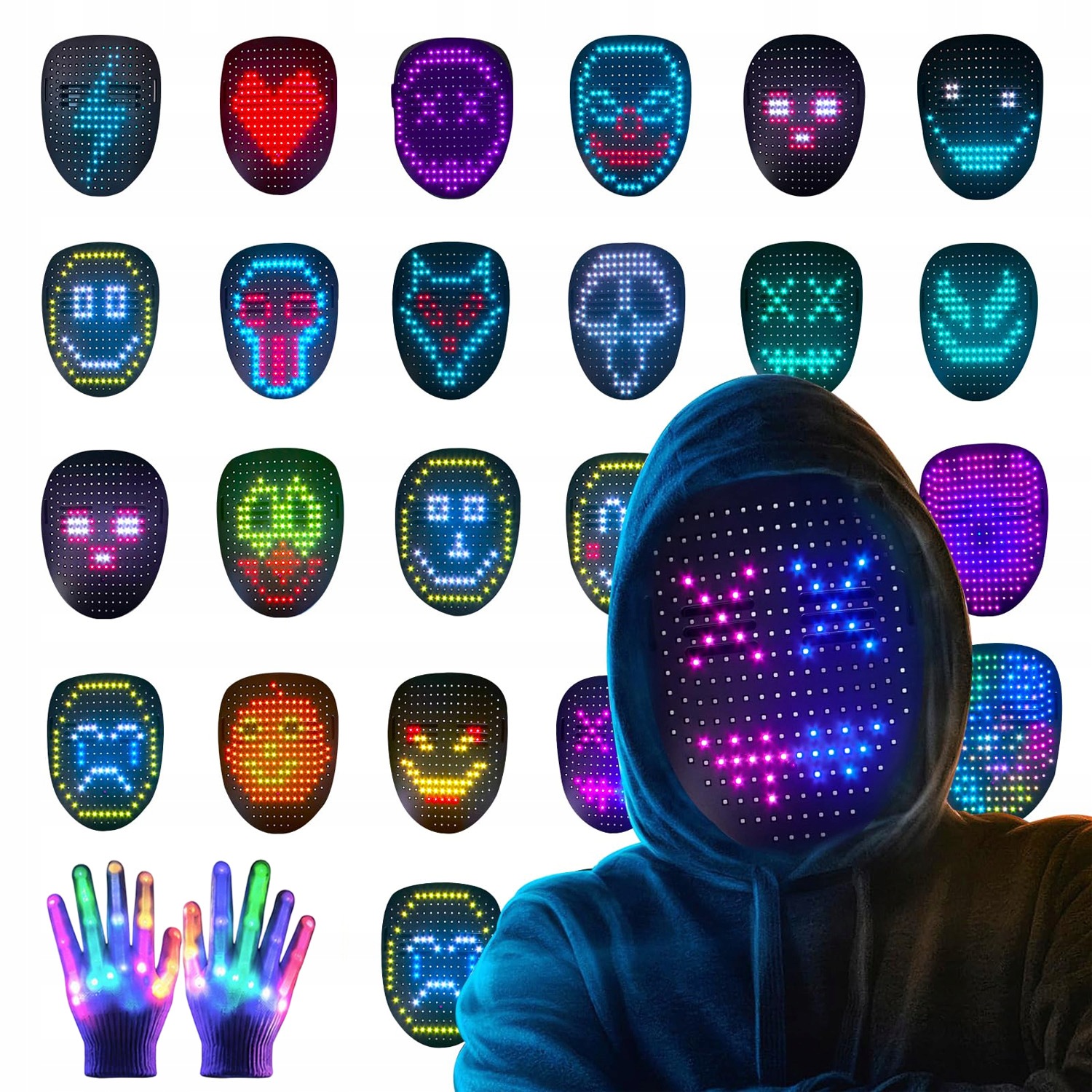 Svítící Led Maska Purge Halloween Karneval Párty Kostým Převlek