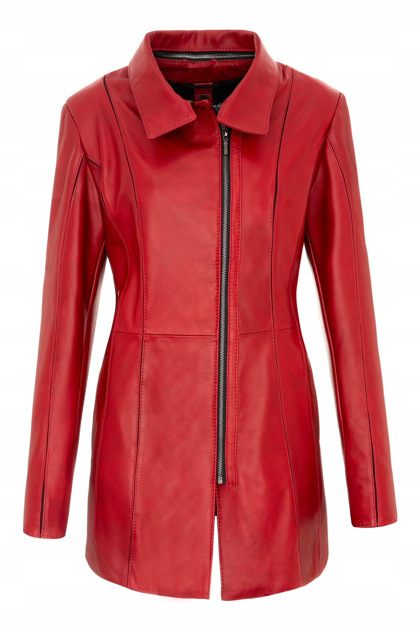 Czerwony płaszcz SKÓRZANY damski z odpinanym kapturem KAD-34 L 40 Marka inna