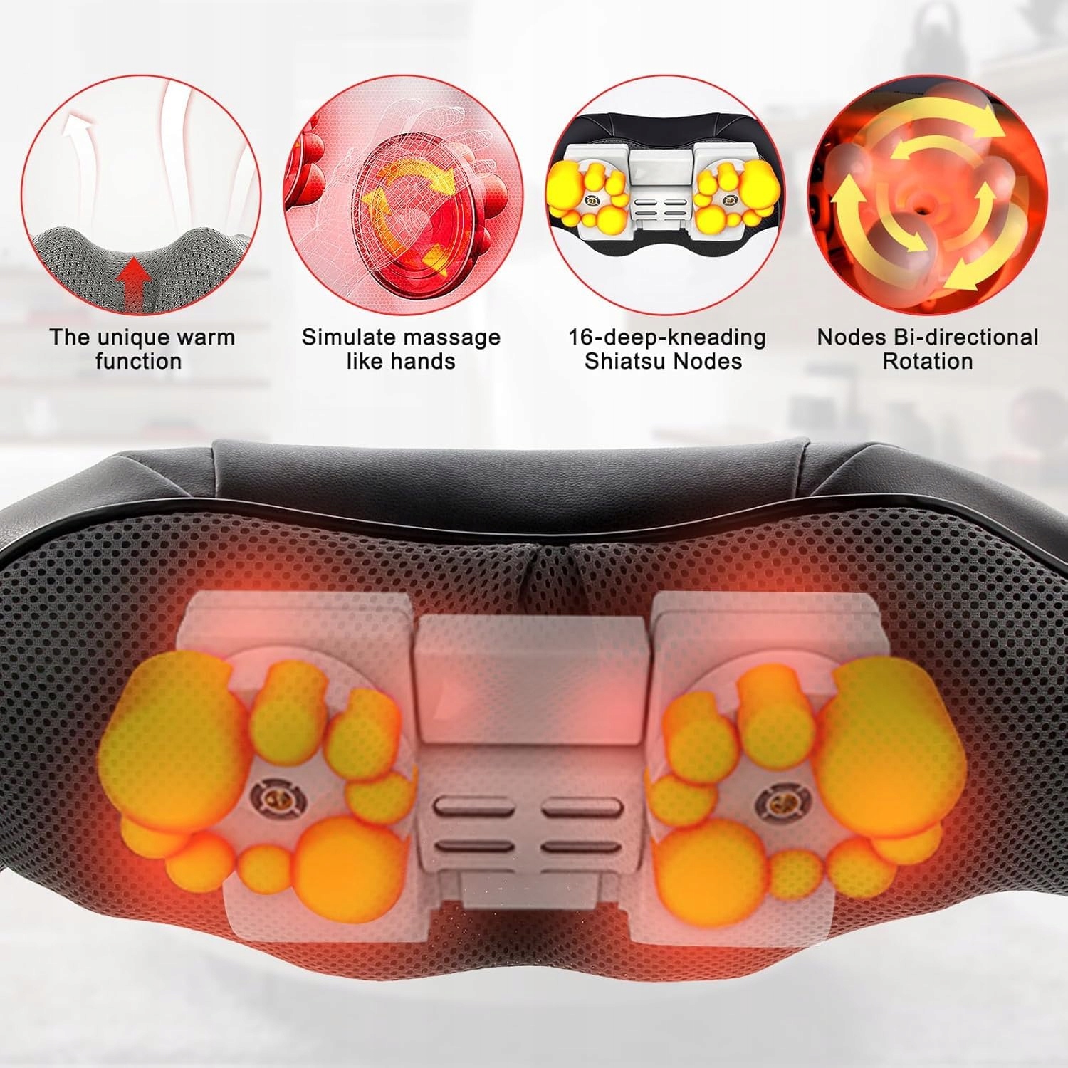 TAKRINK Elektryczne Urządzenie Do Masażu Szyi I Ramion 16 Kul 3 Prędkości — miniatura 2