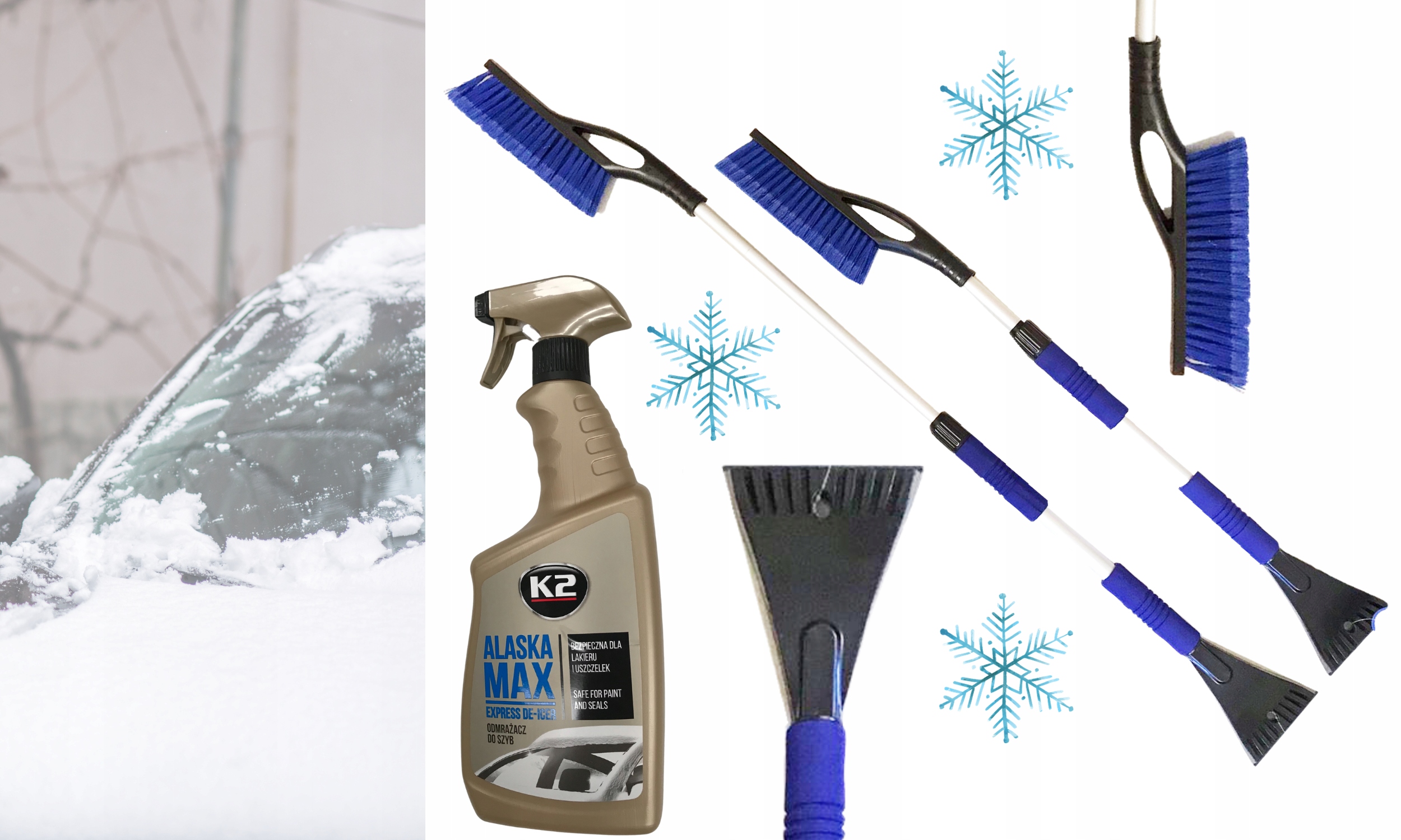 SZCZOTKA SKROBACZKA TELSKOPOWA +ODMRAŻACZ K2 700ML