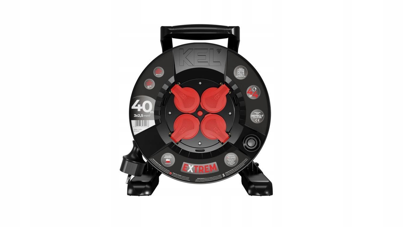 Przedłużacz bębnowy Extreme Line 4 gniazda z/u IP44 16A H07BQ-F 3x2,5 40m c