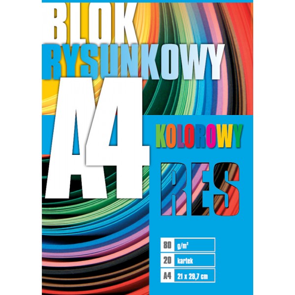 

Blok Rysunkowy A4 szkolny 20 kartek Kolorowy mix