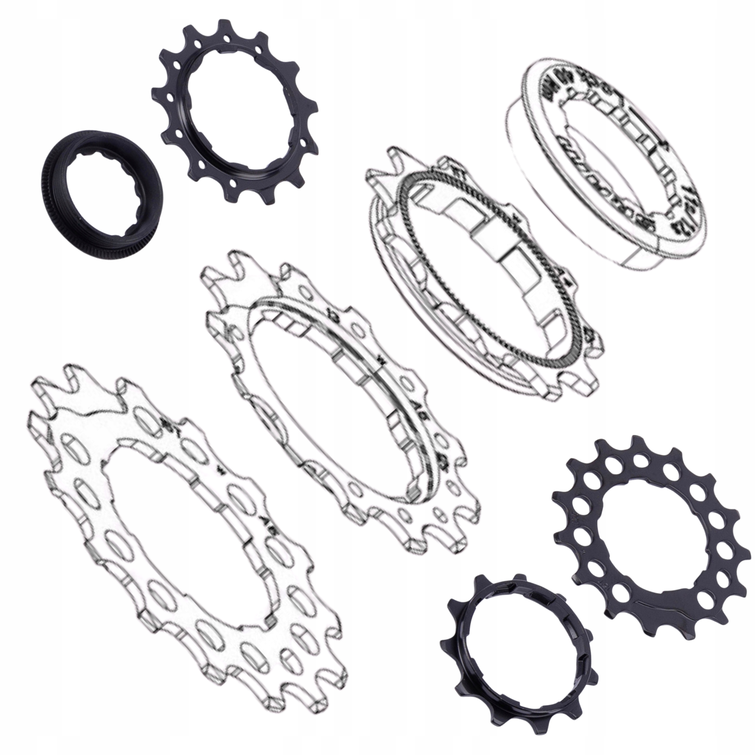 Zestaw koronek zębatki do kaset Sram PG-1210 1230 11.2418.008.000 11/13/15T