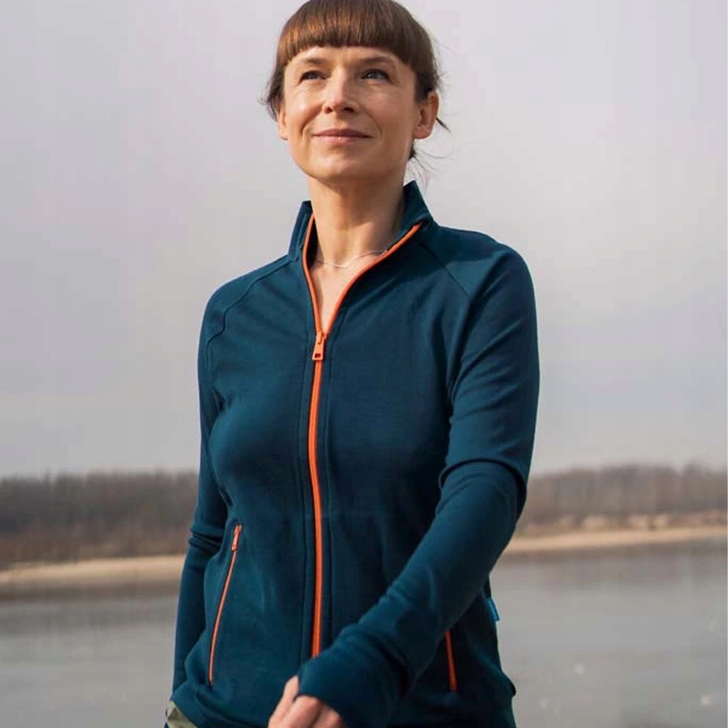 Bluza damska z wełny merino 100% sportowa z stójką petrol Xs