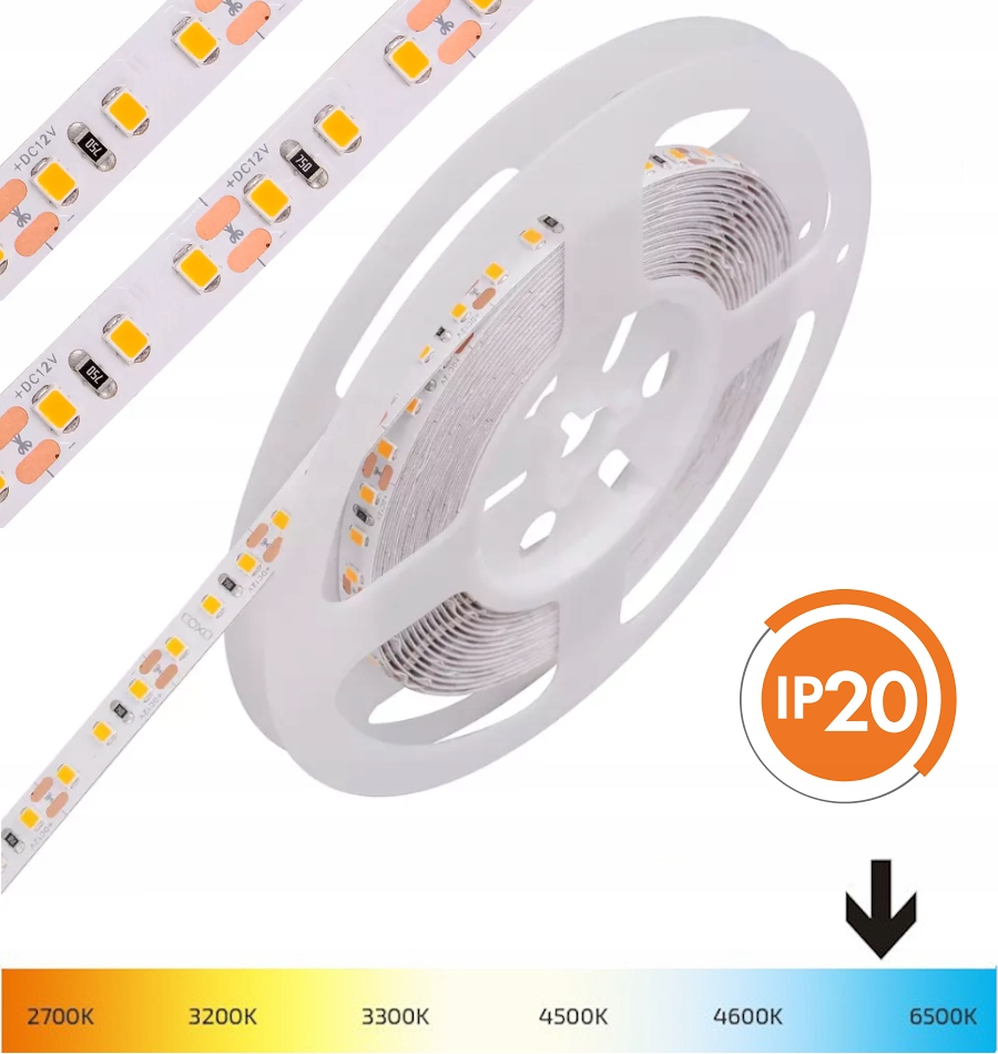 Taśma LED 1M biała zimna 6000K 9,6W GĘSTA 120LED