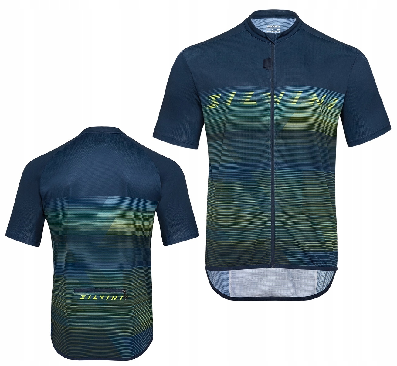 Koszulka rowerowa Silvini Turano Pro długi zamek navy lime XXL
