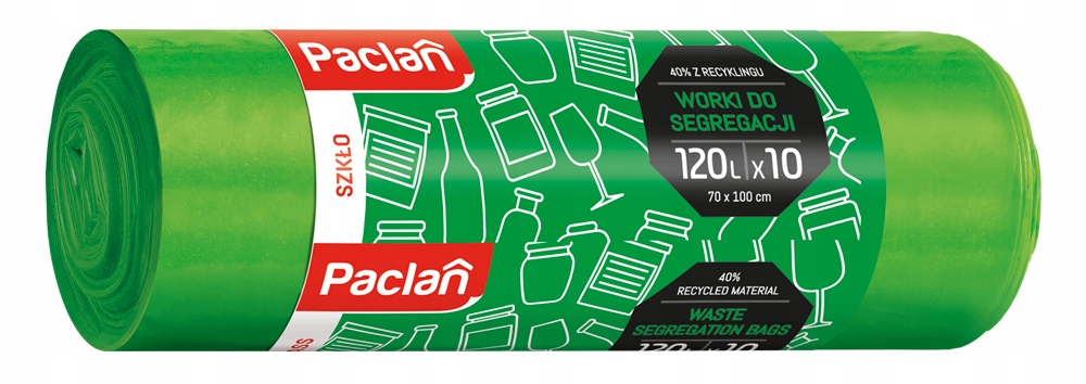 Levně 10x Sáčky na tříděný odpad Paclan 120L 10 Ks Zelené