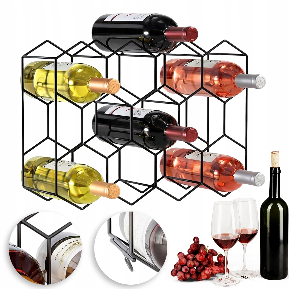 Stojan Na Víno Regál Skříňka Police Na Láhve Vína Černá Kovová Pevná