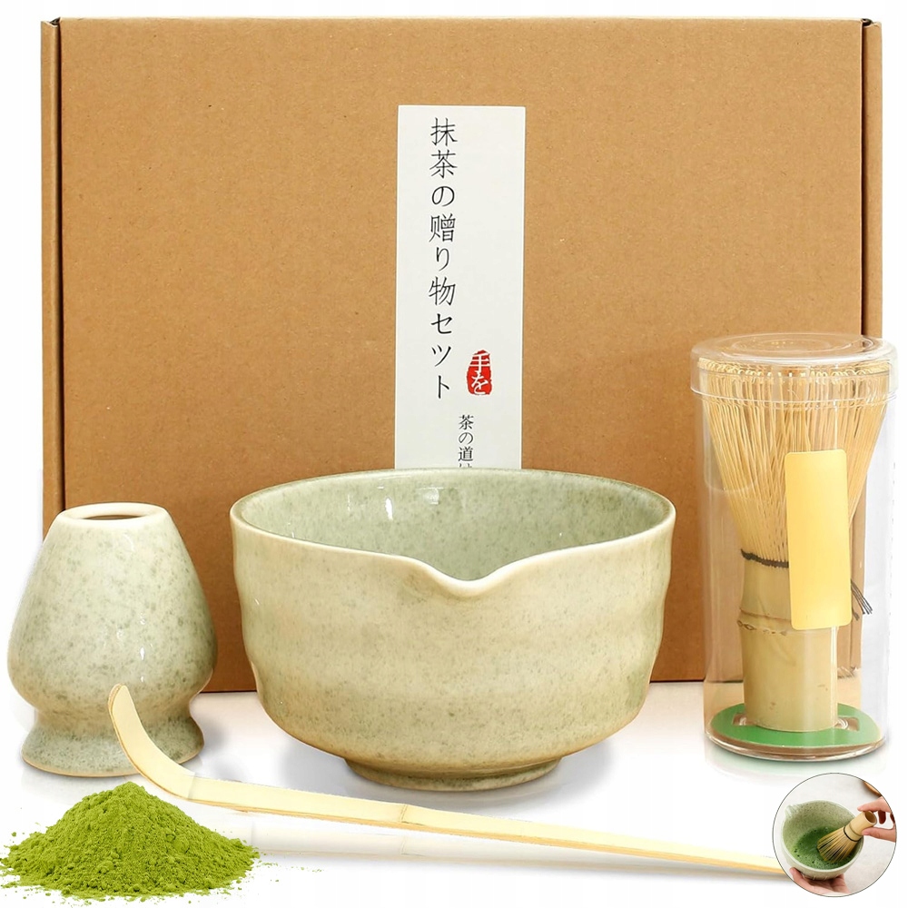 Levně 4 Ks Dárková Sada Na Čaj Matcha Čajový Set Matcha Keramika