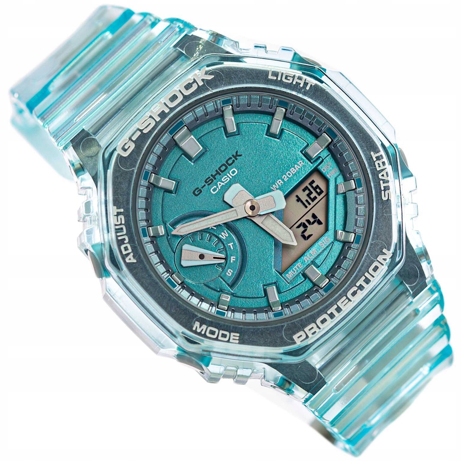 DAMSKI ZEGAREK CASIO GMA-S2100SK-2AER G-SHOCK NIEBIESKI NA PASKU STOPER