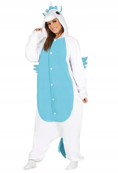 Kostým Jednorožec Bílo-modrý Kigurumi Pyžamo Kombinezon L