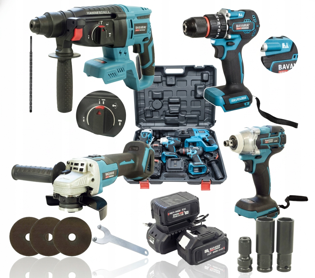 Zestaw Narzędzi Akumulatorowych Bezszczotkowych 4W1 21V 4000mAh Bavaria