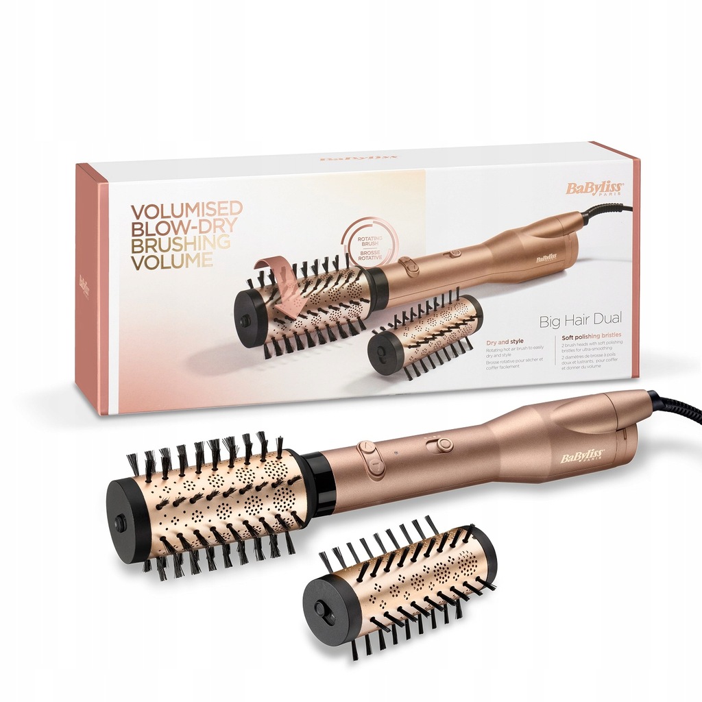 Obrotowa Babyliss Suszarko Lokówka Big Hair Dual 650W Złota Jonizacja
