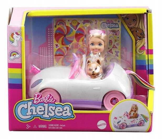 

Barbie Chelsea Lalka Autko Tęczowy zestaw GXT41