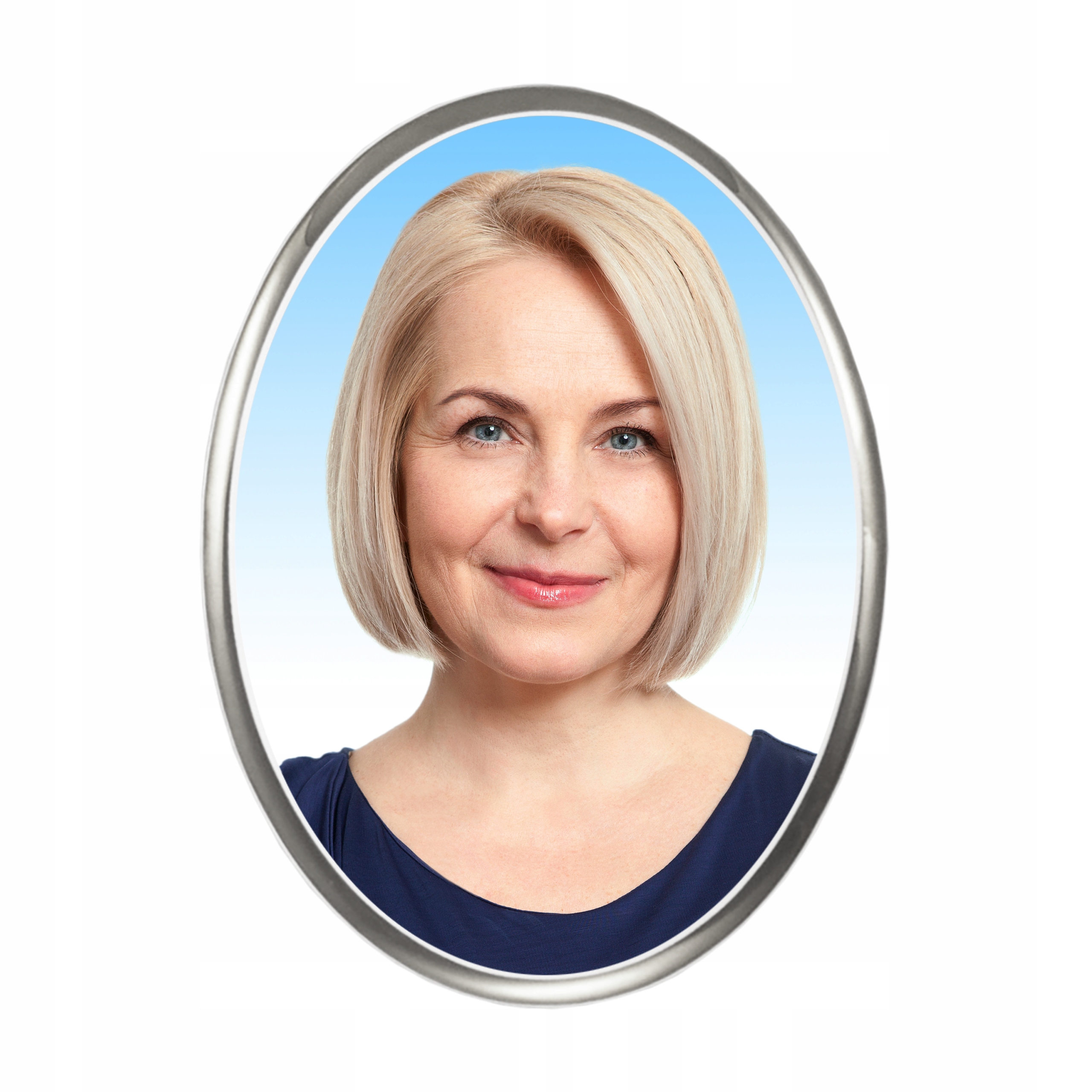 ZDJĘCIE NAGROBKOWE OWAL KOLOR SREBRNA RAMKA 11x15