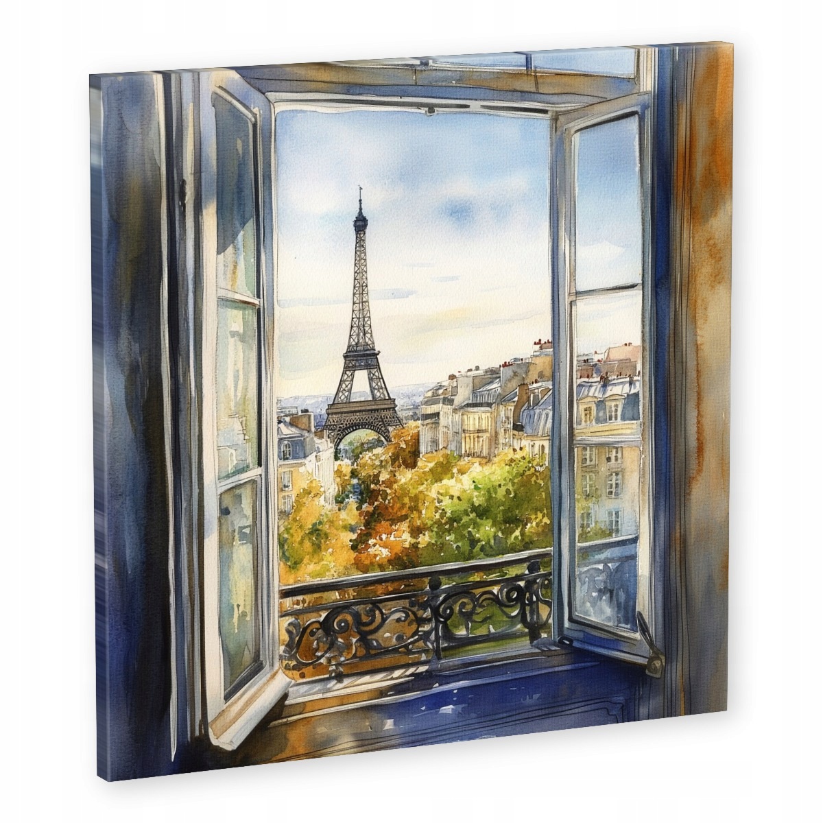 Obraz Na Plátně Canvas Paříž Balkon Okno Eiffelova Věž Podzim Pohled 60x60
