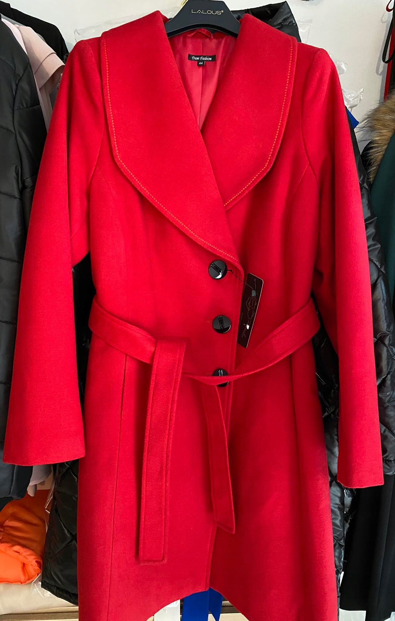 Dámský červený kabát Velikost 44 Polský Výrobce Dam Fashion