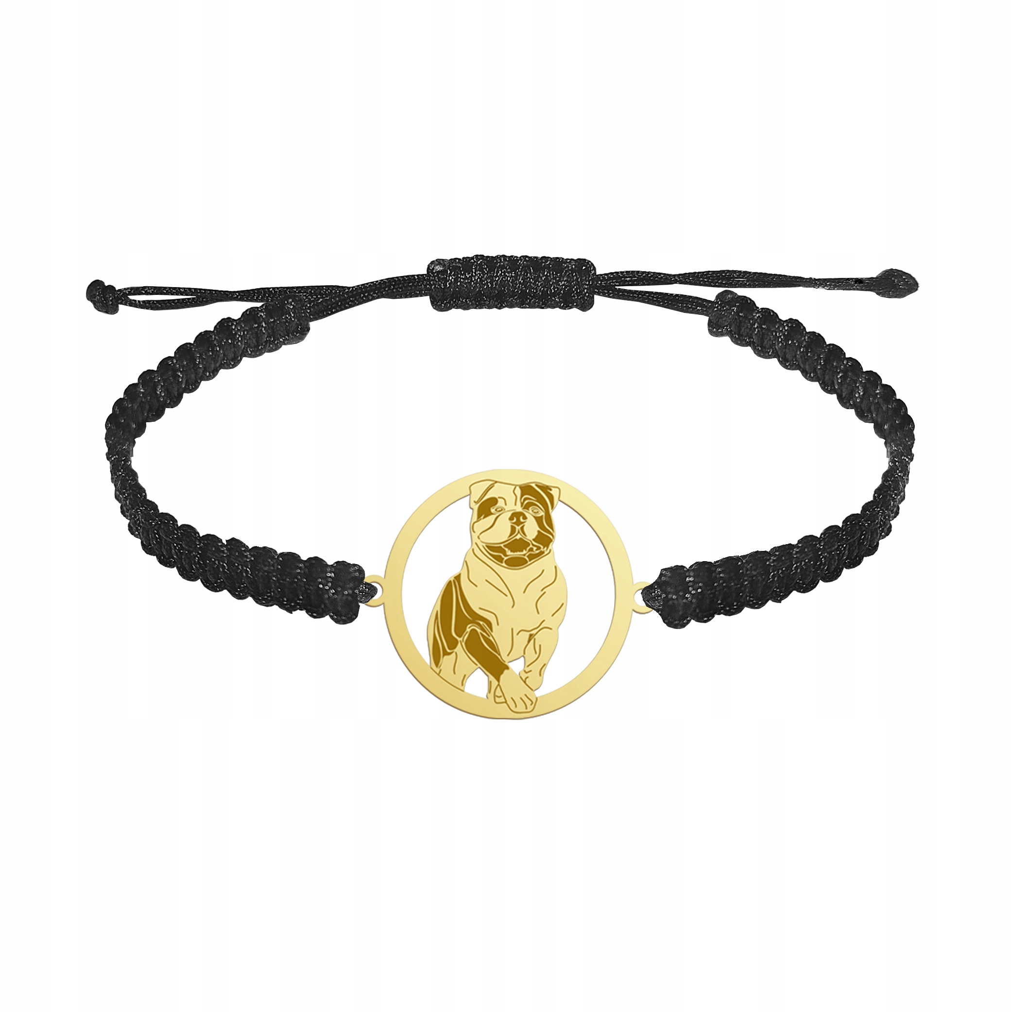 Zlatý náramek Americký buldoček 925 Makramé Dárek Gravírování Bonus