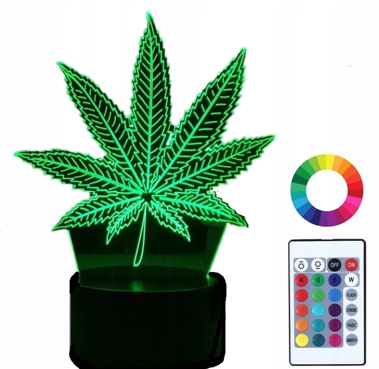 

Lampka Nocna Marihuana Ganja Liść Led Imię Grawer
