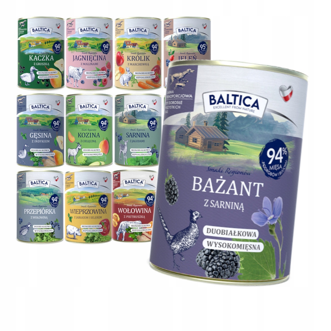 Levně Baltica Mix 12 příchutí 12x400g Bezobilné Vlhké Krmivo pro psy