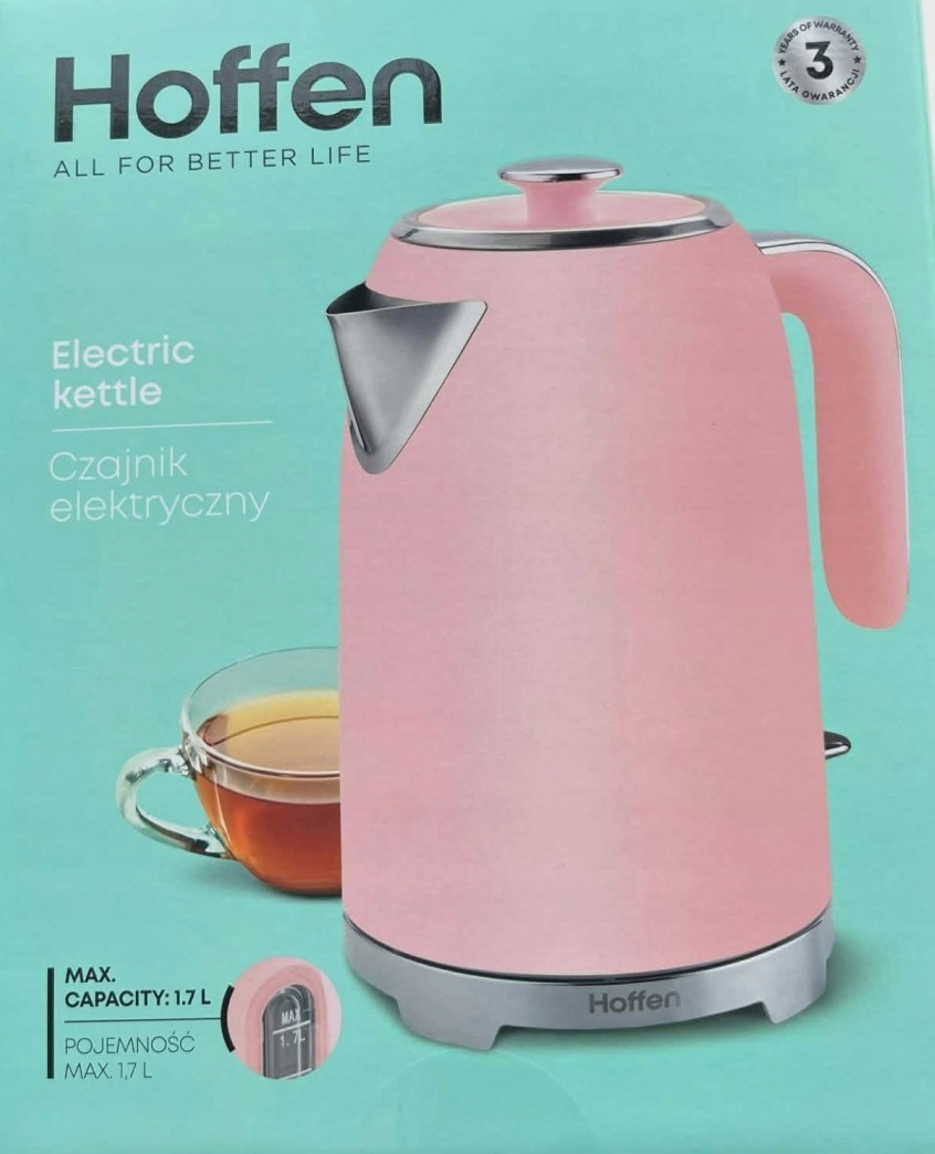 Czajnik Elektryczny Hoffen 1,7 L – Różowy Vintage