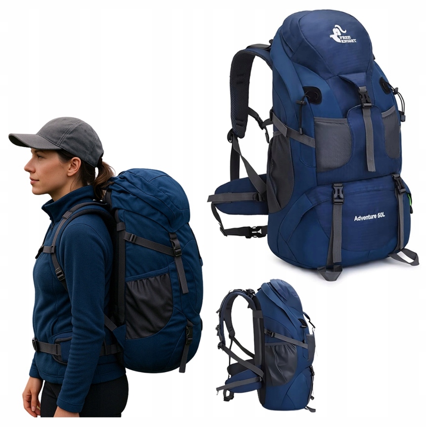 Lekki Plecak Turystyczny 50L Duża Pojemność Wodoodporny Biwak Survival