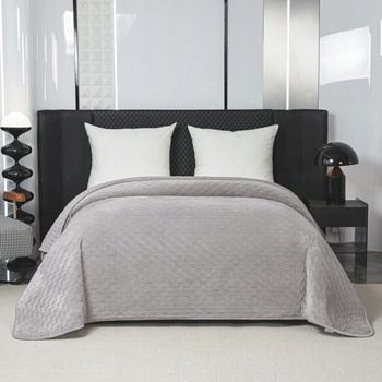 Přehoz 220x240 šedý prošívaný, elegantní, příjemný