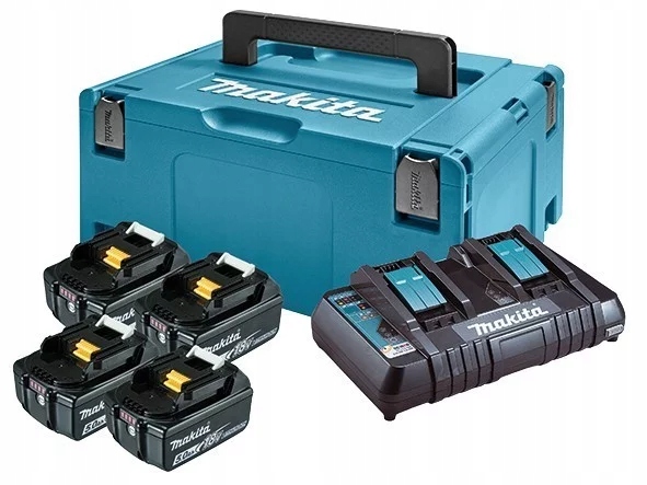 197626-8 Makita zestaw 4 akumulatorów 5 Ah ładowarka Makpac 197626-8