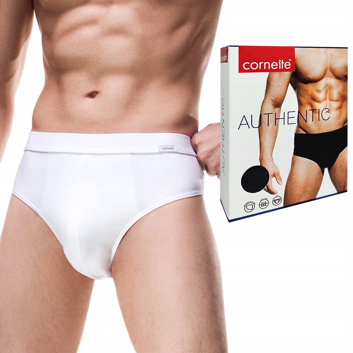 Pánské klasické slipy Cornette Authentic Slipy Bavlněné Bílé XL