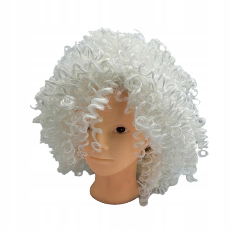 Peruka biała krótka afro długość 35 cm