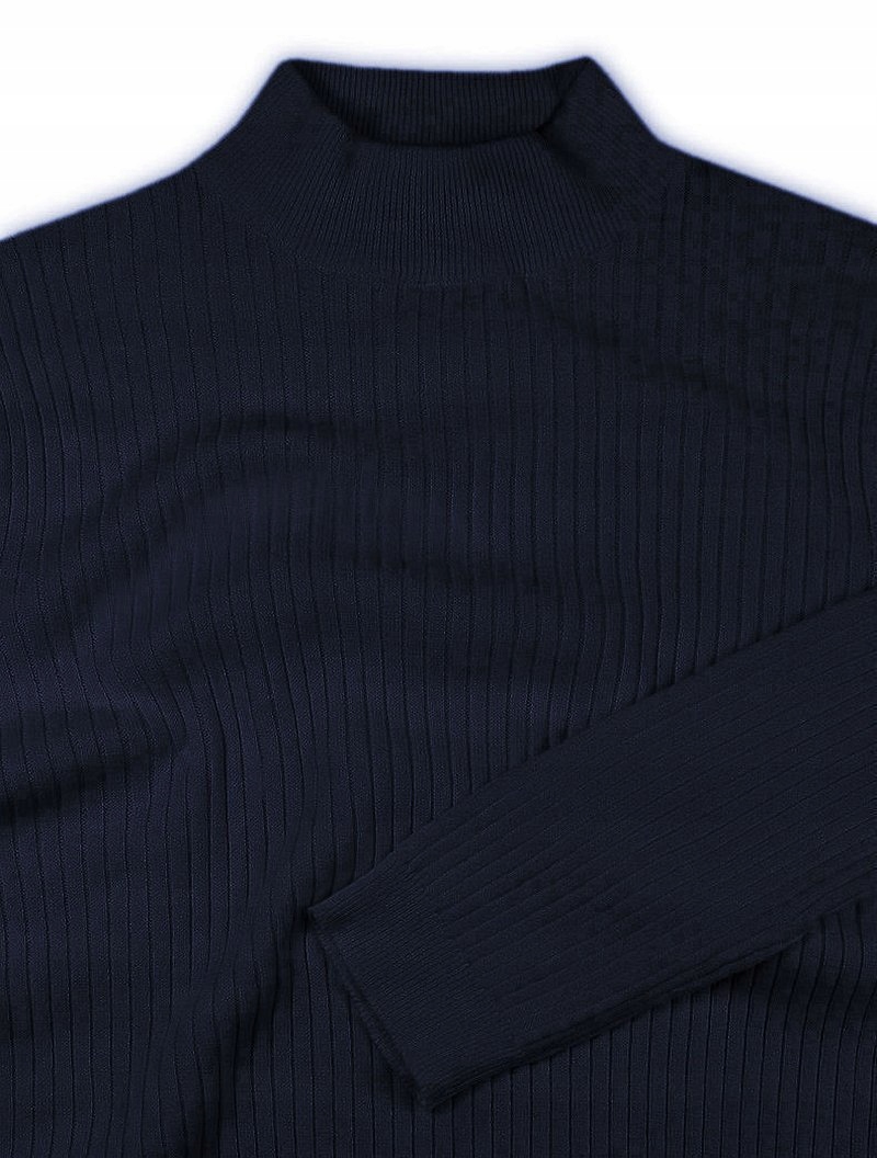 Granatowy Prążkowany Półgolf SLIM Brave Soul - L Marka Brave Soul