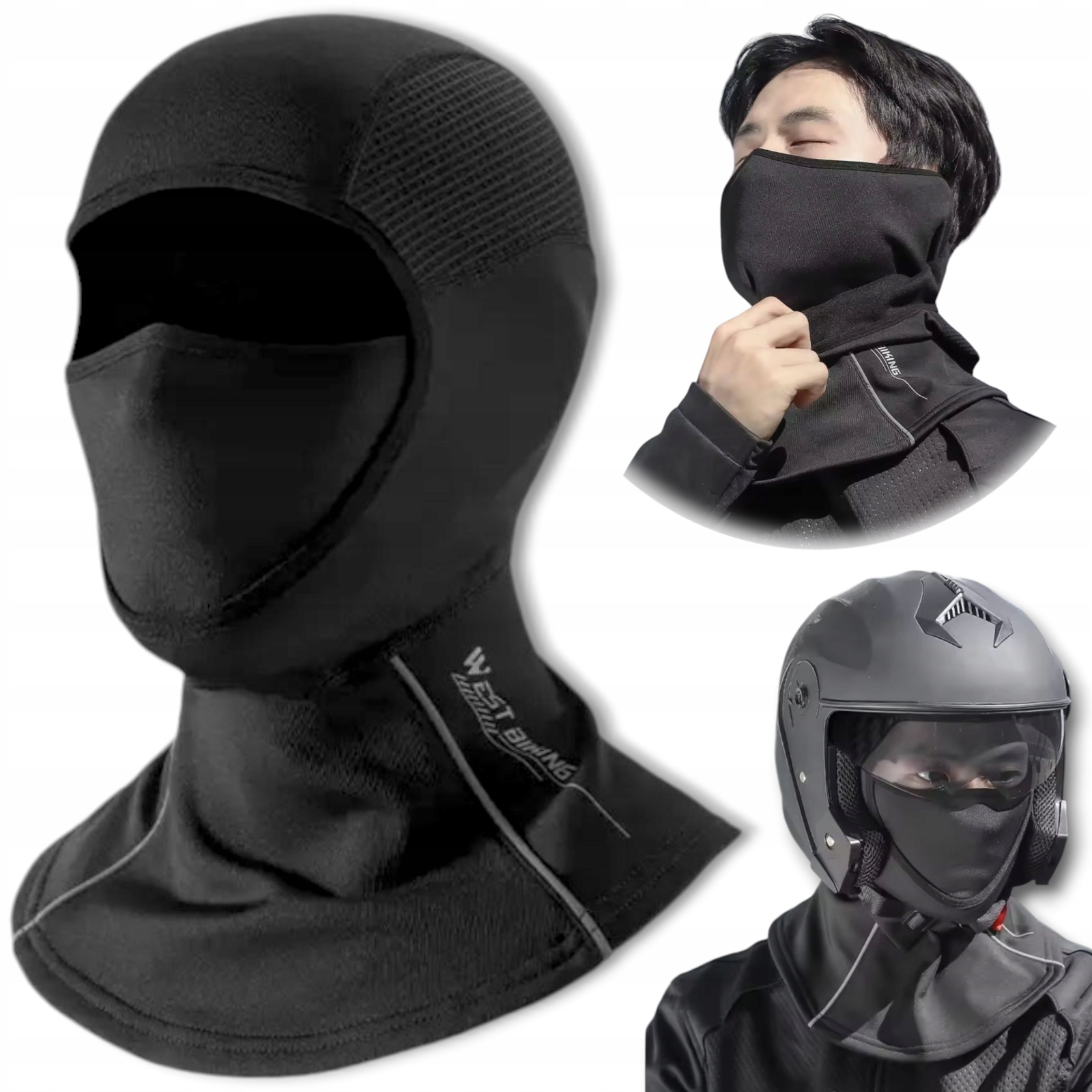 Kominiarka Termoaktywna Motocyklowa Ocieplana Zimowa Pod Kask 3w1