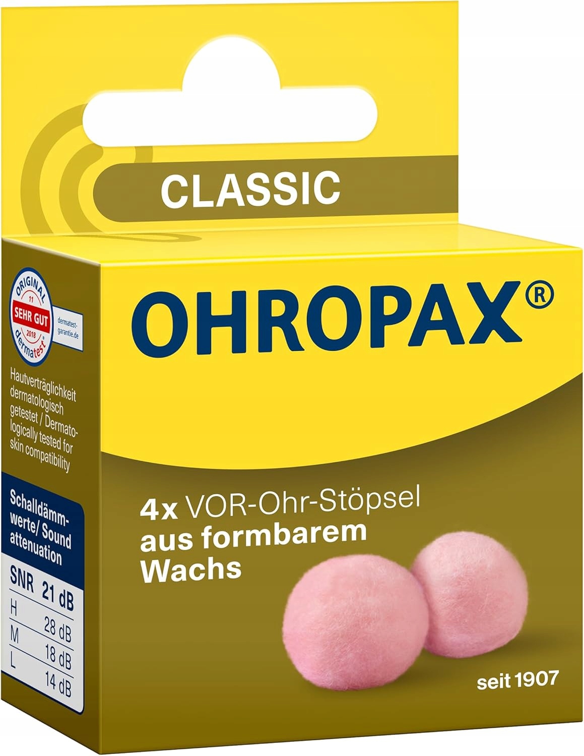 Zatyczki do uszu Ohropax Plastyczne Woskowe Z Wosku na wilgoć wiatr 4 szt.