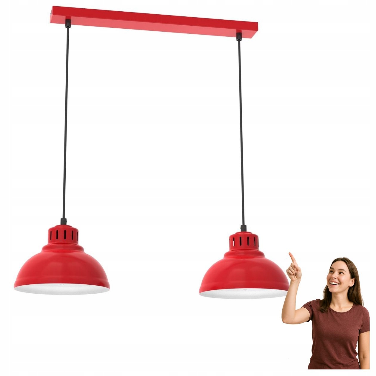 Červená dvojitá závěsná lampa na liště Sven 9226 Luminex