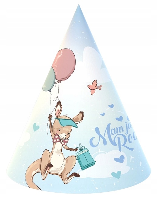 CZAPECZKI NA URODZINY MAM JUŻ ROCZEK KANGUREK 6SZT