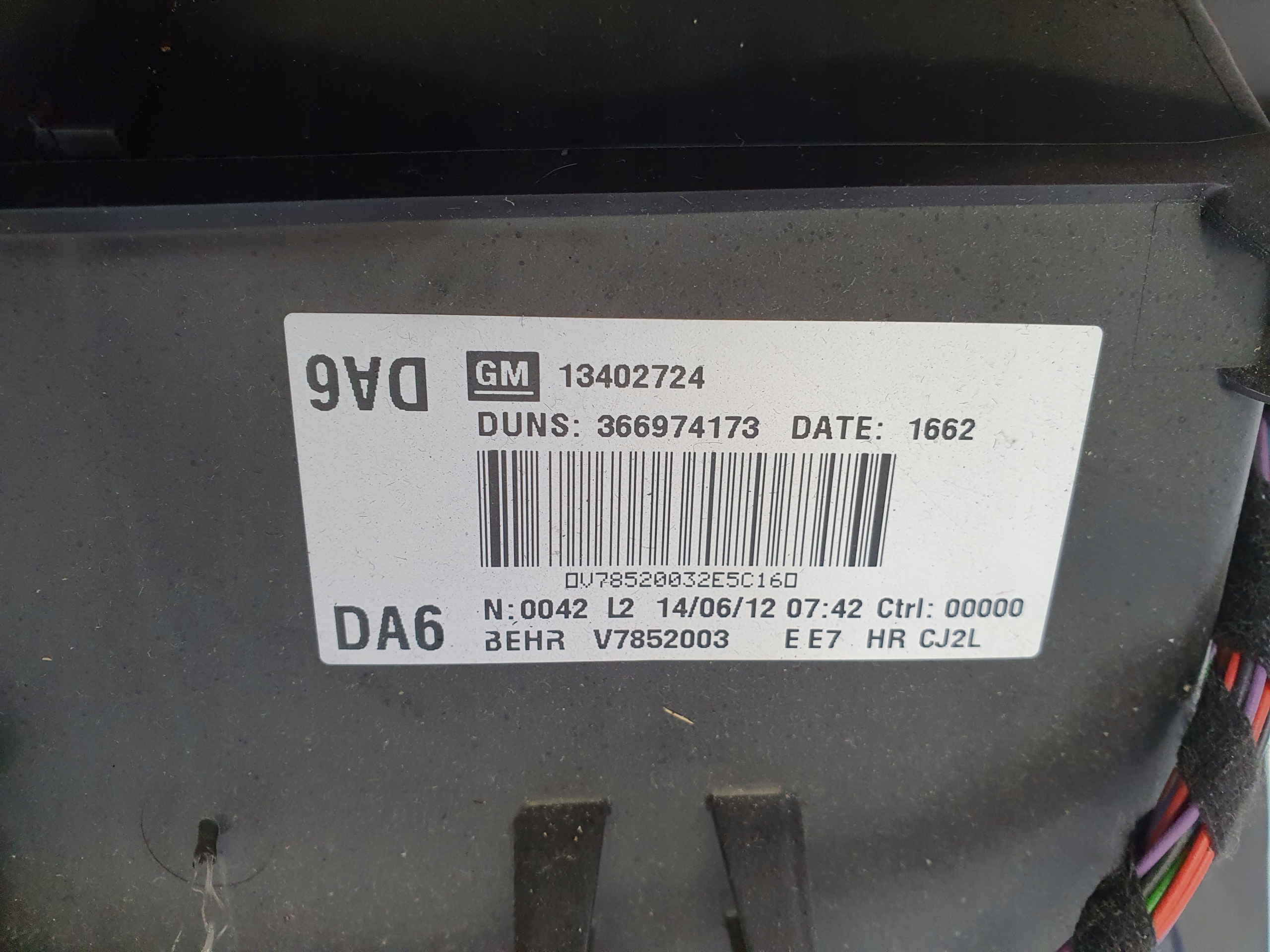OPEL ZAFIRA C heater heating EU 13402724 DA6