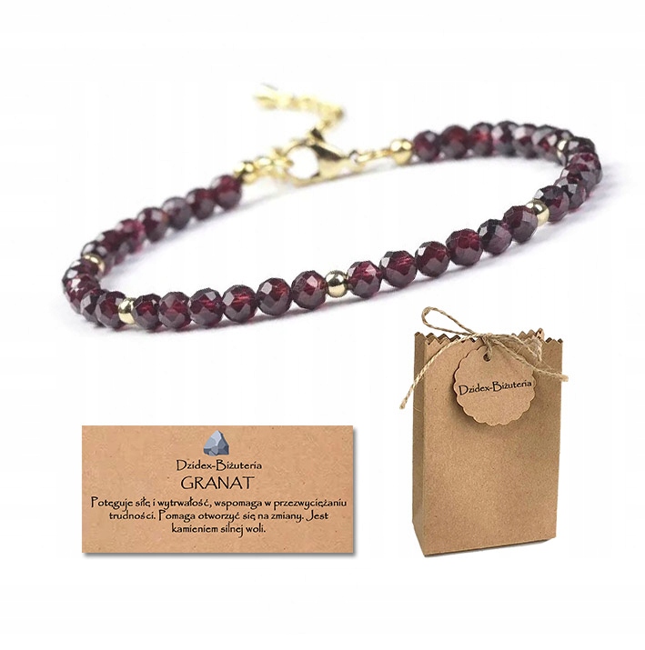 Браслет камень гранат 4 мм