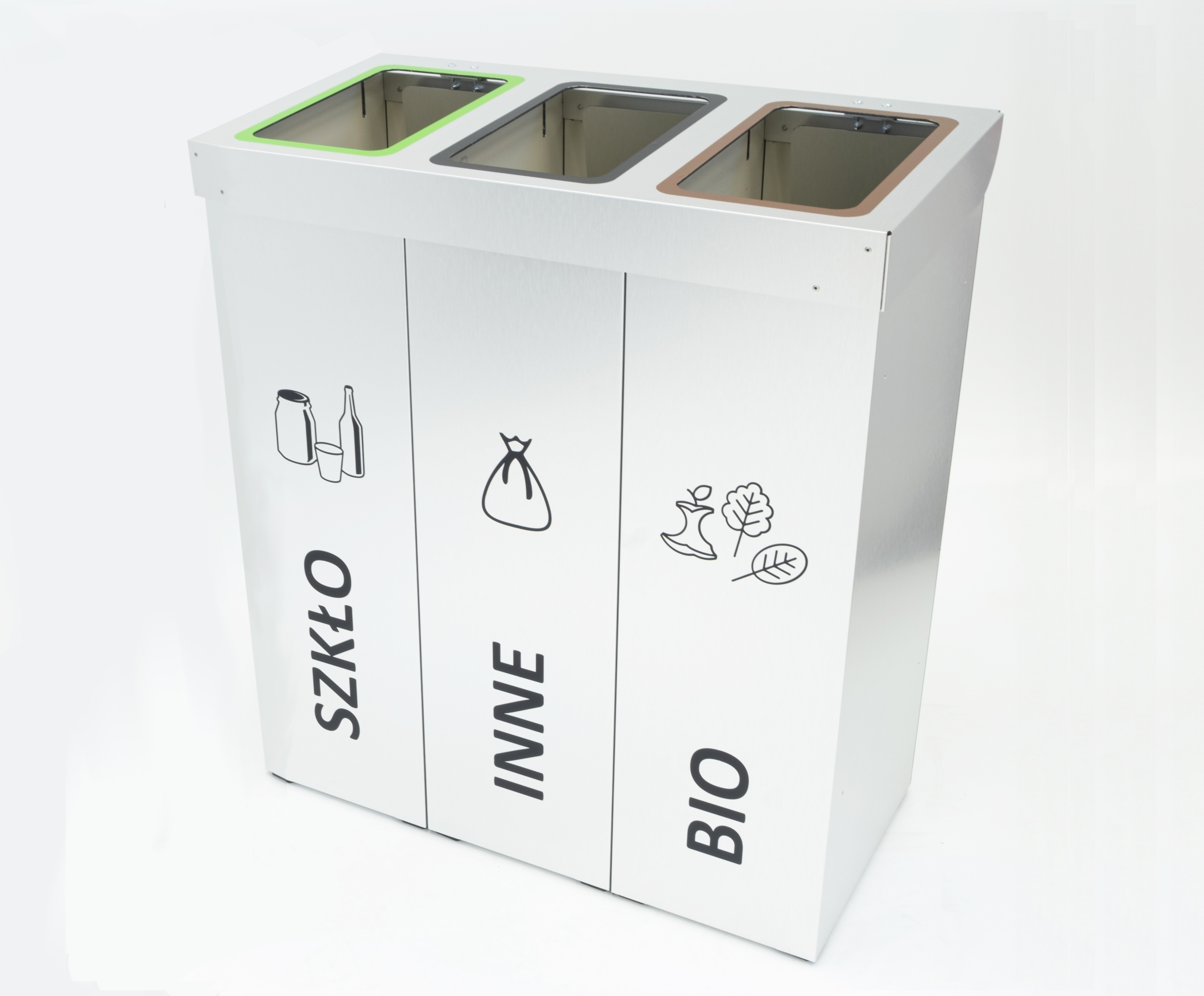 Kosz do segregacji MD80 3 frakcje po 70l (MD 80 3K-POK Srebrny szczotk.)