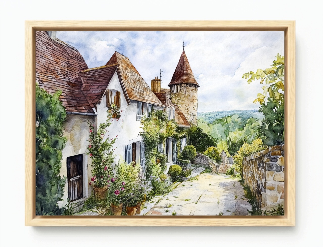 Obraz Rama American Box Starý Dom Provence Kvety Francúzsko Akvarel 80x60